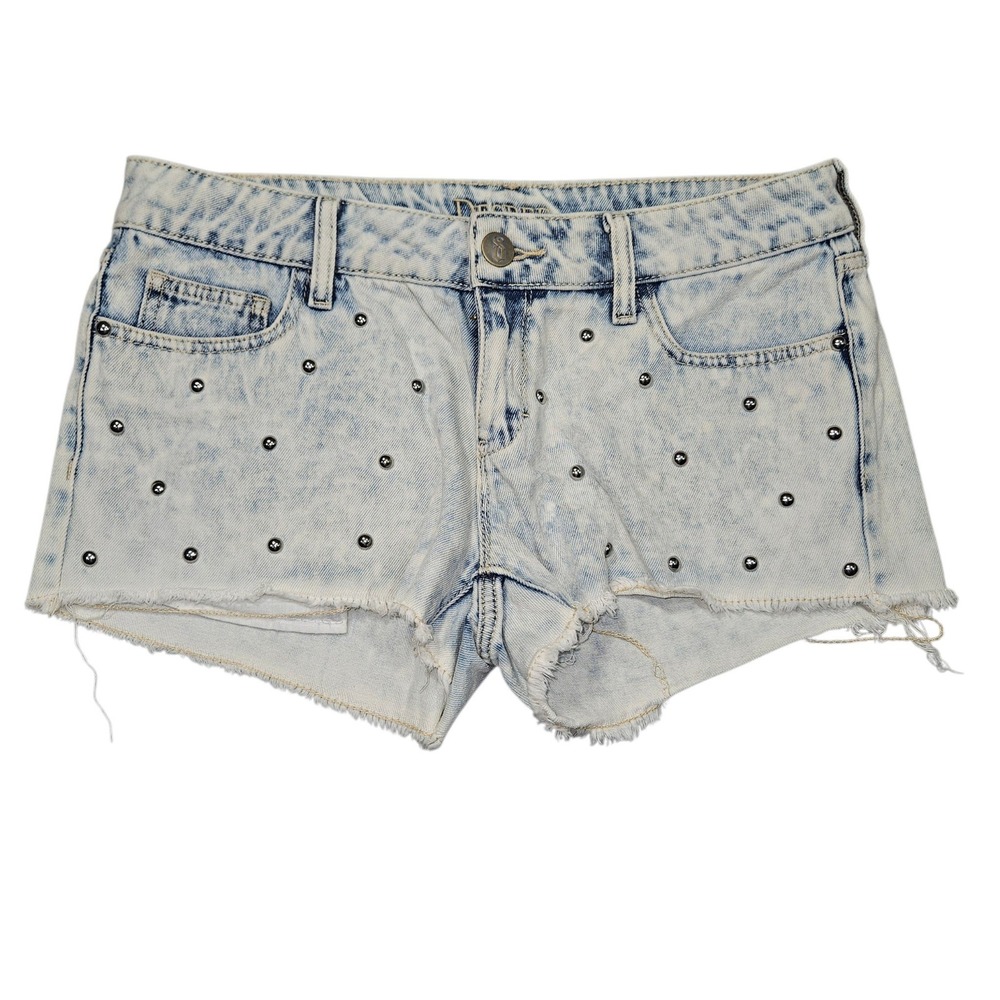 Decree Y2K Studded Acid Wash Denim Cutoff Shorts Light Blue Sz 11